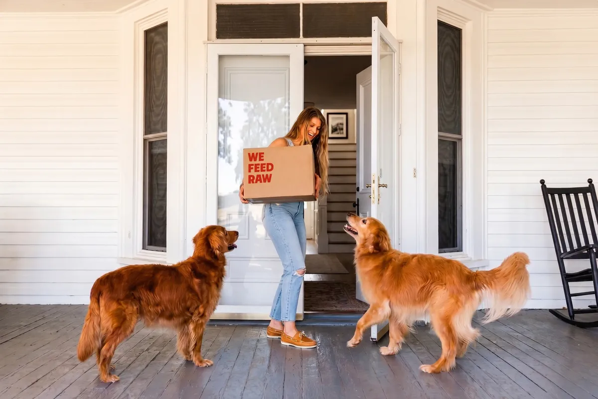 We Feed Raw delivery arriving for two dogs