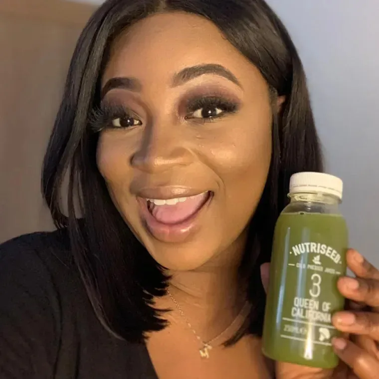 Morelle Noah holding a Nutriseed juice